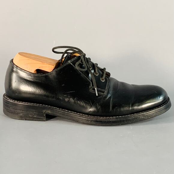 MARC JACOBS Size 8 Black Gold Leather Derby Lace-Up Shoes - Picture 2 of 12